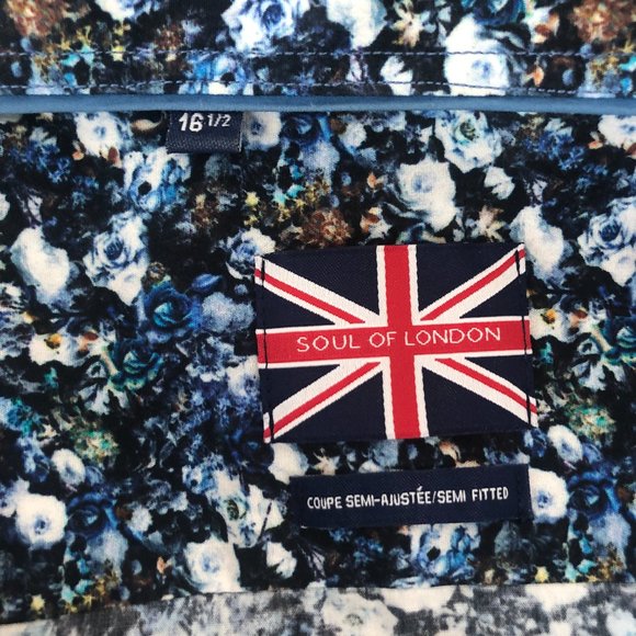 Soul of London Men's Floral Semi-Fitted Dress Shirt - Picture 4 of 8